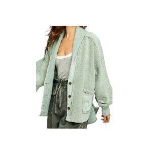 Free People Jordan Raw-Seam Jacket Cardigan Bleached Military Large NWT